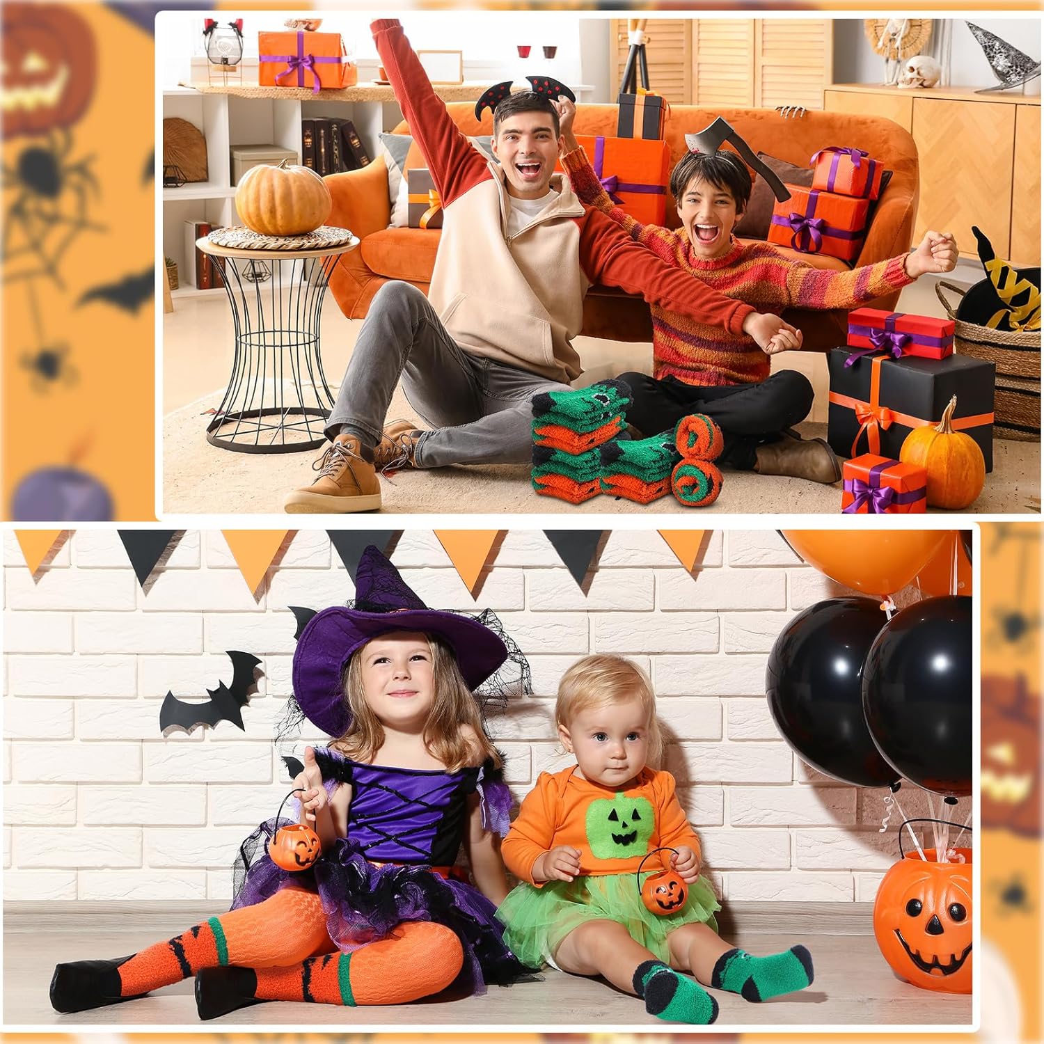 Liitrsh 8 Pairs Halloween Fuzzy Sock for Women Cozy Funny Unisex Halloween Socks Gifts Boo Spooky Basket Stuffers for Winter Sports Outdoor Gifts - Image 7