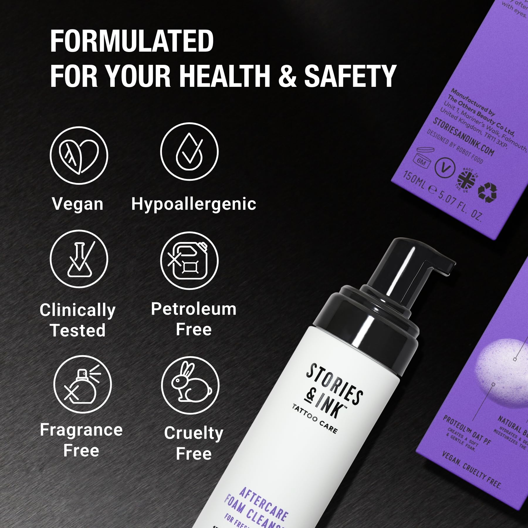 Stories & Ink Tattoo Care Aftercare Foam, Fragrance-Free Cleanser