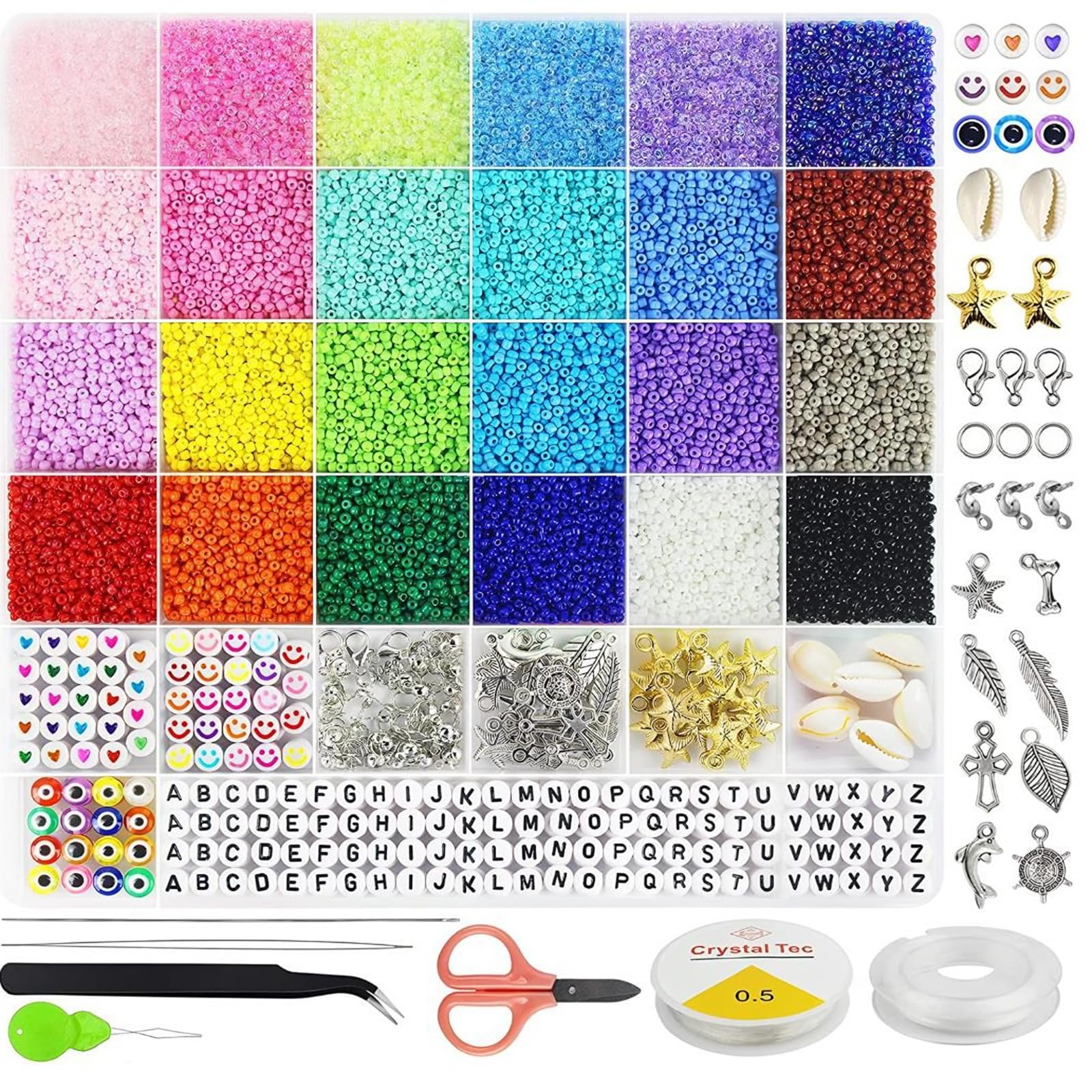 12/0 Glass Seed Beads About 15600pcs 24 Colors 2mm