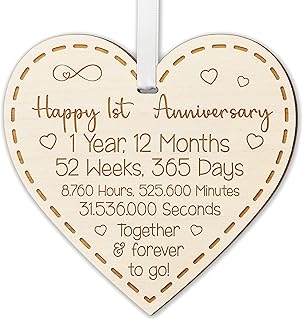 Happy 1st Anniversary Gift for Couples 1st Wedding Anniversary Gifts for Him Her One Year Engagement Present for Fiance 1 Year Celebration Keepsake for Husband Wife Spouse Boyfriend Girlfriend Partner