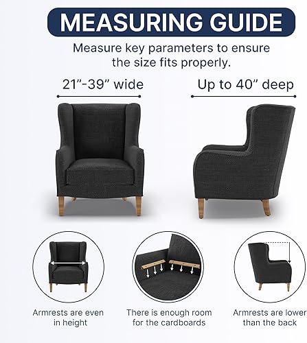 Miniatura 4 de PAULATO BY GA.I.CO. Funda para silla Wingback, fundas para silla de respaldo alto, funda para sillón, protector de muebles elástico de ajuste de