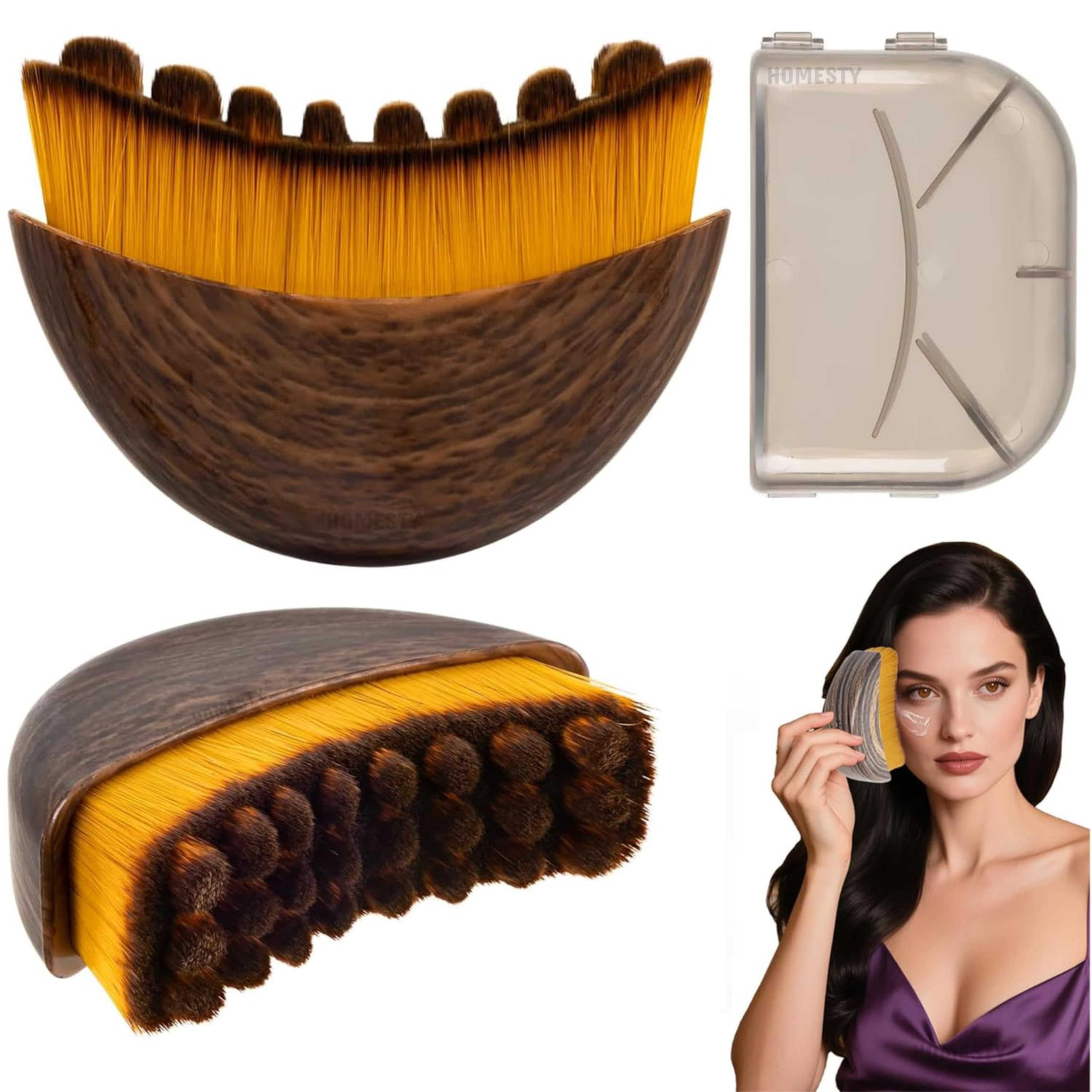 Lymphatic Contour Face Brush-Facial Dry Brush-Lymphatic Drainage Massager,Soft Dry Brushing Beauty Tool for Jawline, Chin & Facial Sculpting Designed to Fit Precisely and Relieve Fatigue (Brown)