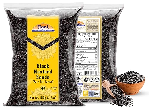 Miniatura 7 de Rani - Semillas de mostaza negra, especia entera (Kali Rai) 3.5 onzas (3.53 oz)  totalmente natural  Apto para gluten  Sin OMG  Vegano  Origen indio