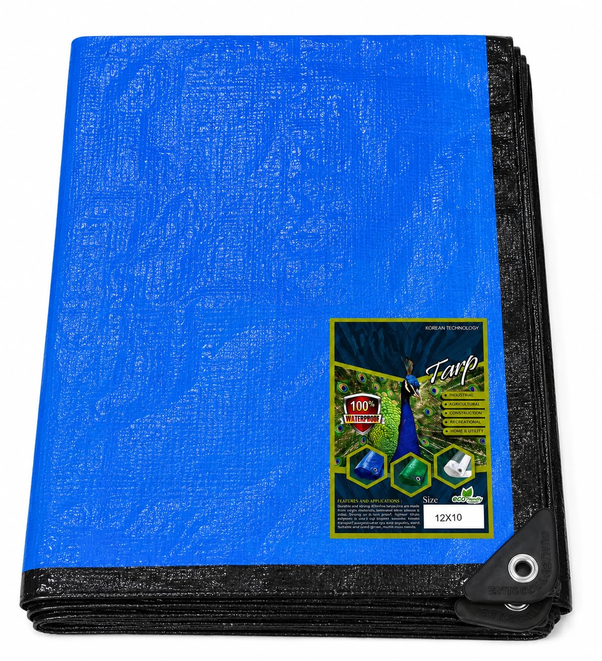 120 GSM Waterproof Tarpaulin Sheet Blue & Black | Heavy Duty Multipurpose Plastic Cover for Outdoor, Truck, Roof, Camping & Construction Use (18x15 Feet)-image-18