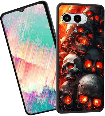 for T-Mobile Revvl 8 Case,Slim Shockproof TPU Soft Rubber Silicone Cover Phone Case for T-Mobile Revvl 8,Magic Red Fire Skull