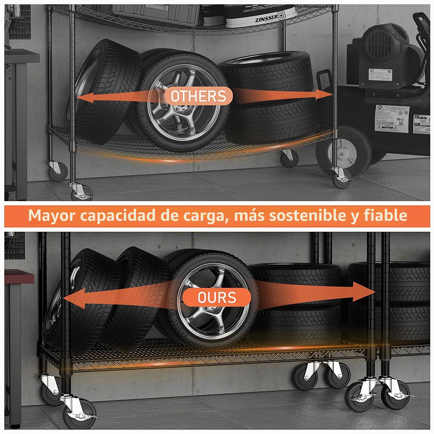 M MZG Estantería Industrial Metálica con Ruedas Bloqueables de 4 Niveles, hasta 1198,2 kg, Estantería de Carga Pesada para Almacén, Taller y Uso Profesional,Estudio, Negro, 60 x 135 x 186,9 cm