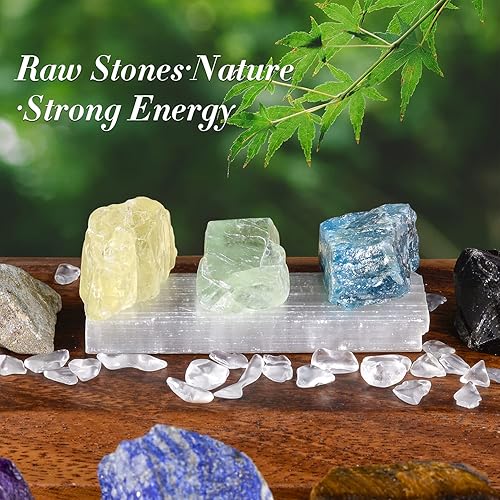 Miniatura 4 de AOOVOO Juego de 26 cristales y piedras curativas, juego de regalo de cristales curativos, 7 piedras preciosas crudas, 7 piedras preciosas caídas,