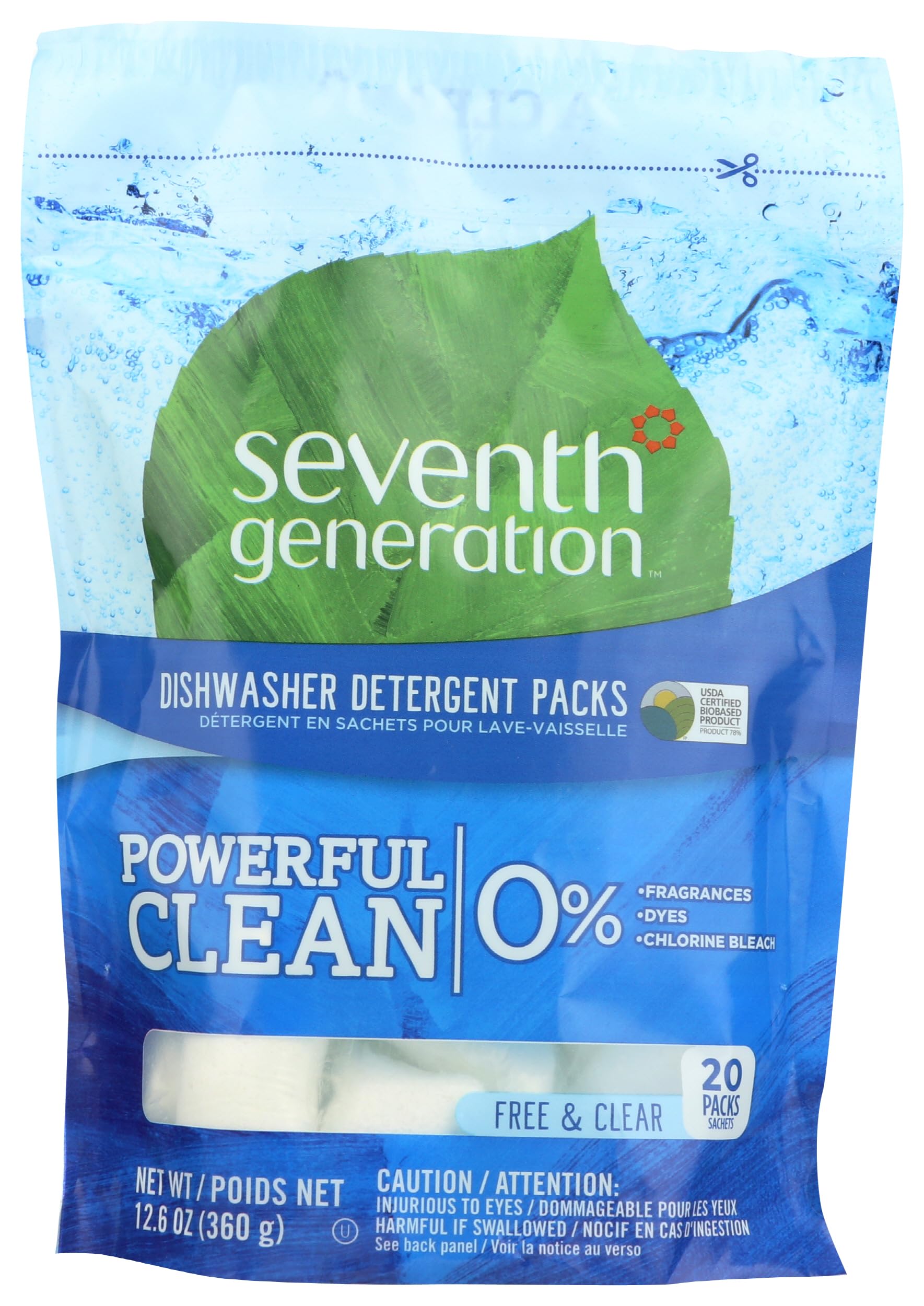 Seventh Generation Dishwasher Detergent Pods, Blasts Away Stuck-On Food, Free &amp; Clear, 20 Pods