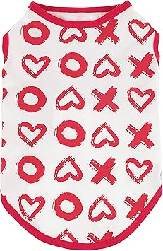 Amazon Fitwarm 100 綿 犬 服 バレンタインデー シャツ カジュアル 袖なし 犬 服 春夏 部屋着 お出かけ 伸縮性 着脱やすい 暖い 犬猫用 ドッグ 猫服 ペット 用 わんこ 用 超小型犬小型犬 白い L Fitwarm シャツ パーカー