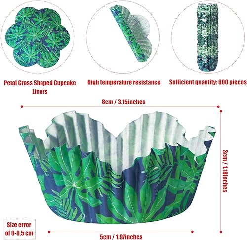 Miniatura 2 de 600 forros tropicales hawaianos para cupcakes, hojas de palmera, cupcakes, tazas para hornear cupcakes Tiki Luau fiestas, envoltorios de papel
