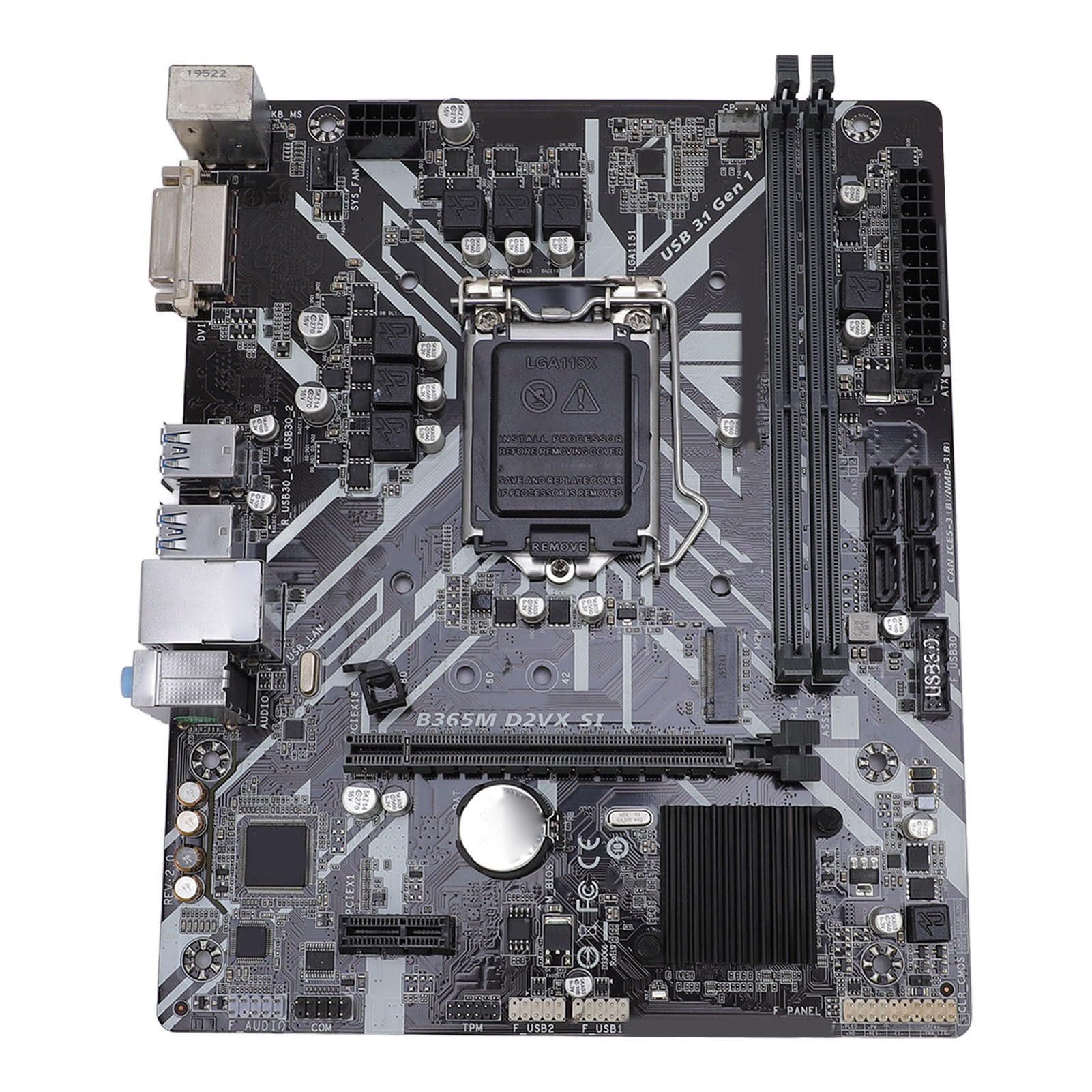 XUMIUZIY Placa Base B365M D2VX SI M ATX, Compatible con LGA 1151 Socket 9.a 8.a Generación para Core I9 I7 I5 I3, con Salida DVI Ranuras de Memoria DDR4 Ranuras PCI E 3.0