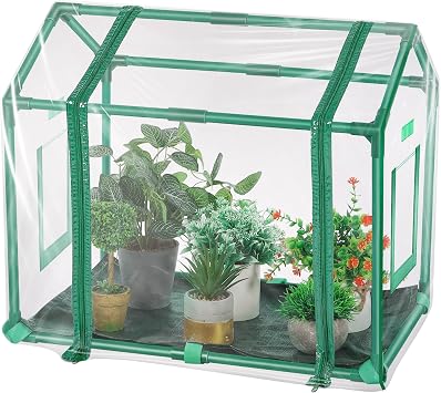 Mini Greenhouse with Potting Mat for Indoor Plant, Heavy Duty Portable Green House with Waterproof Pot Pad for Small Plants, Clear Small Plant Tent for Seed Humidity Green