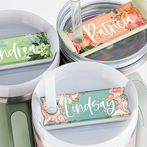 Placas de nombre personalizadas para vaso Stanley Floral Etiqueta de nombre personalizada para vasos de 20, 30 y 40 onzas, tapa de vaso, accesorio Placas de nombre personalizadas para vaso Stanley Floral Etiqueta de nombre personalizada para vasos de 20, 30 y 40 onzas, tapa de vaso, accesorio