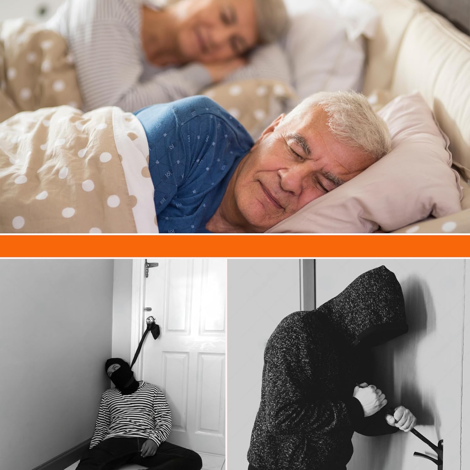 FEBTECH Security Door Brace - Anti Break-in Protection with Floor Lock for Standard, French & Blemished Doors - Heavy Duty Door Security Stopper for Ultimate Home Safety – Easy Install (Black)