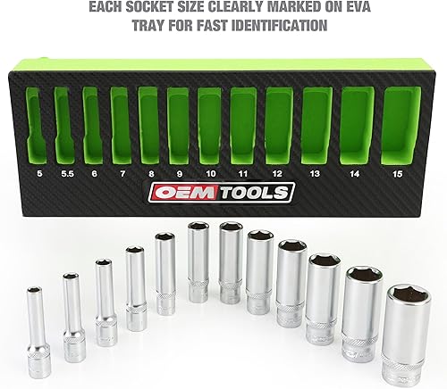 Miniatura 2 de OEMTOOLS 23986 14 pulgadas unidad métrica  Juego de mecánico, viene en organizador de espuma  5, 5.5, 6, 7, 9, 9, 10, 11, 12, 13, 14, 0.591 in de