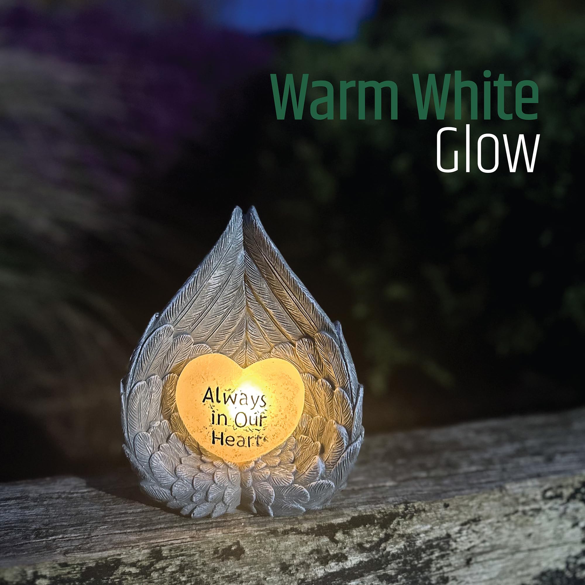 GardenKraft 11119 Angel Wings Solar Light/Light Up Graveside Ornament/Durable Weather-Resistant Material/Efficient LED Lighting/White Colour - Image 3