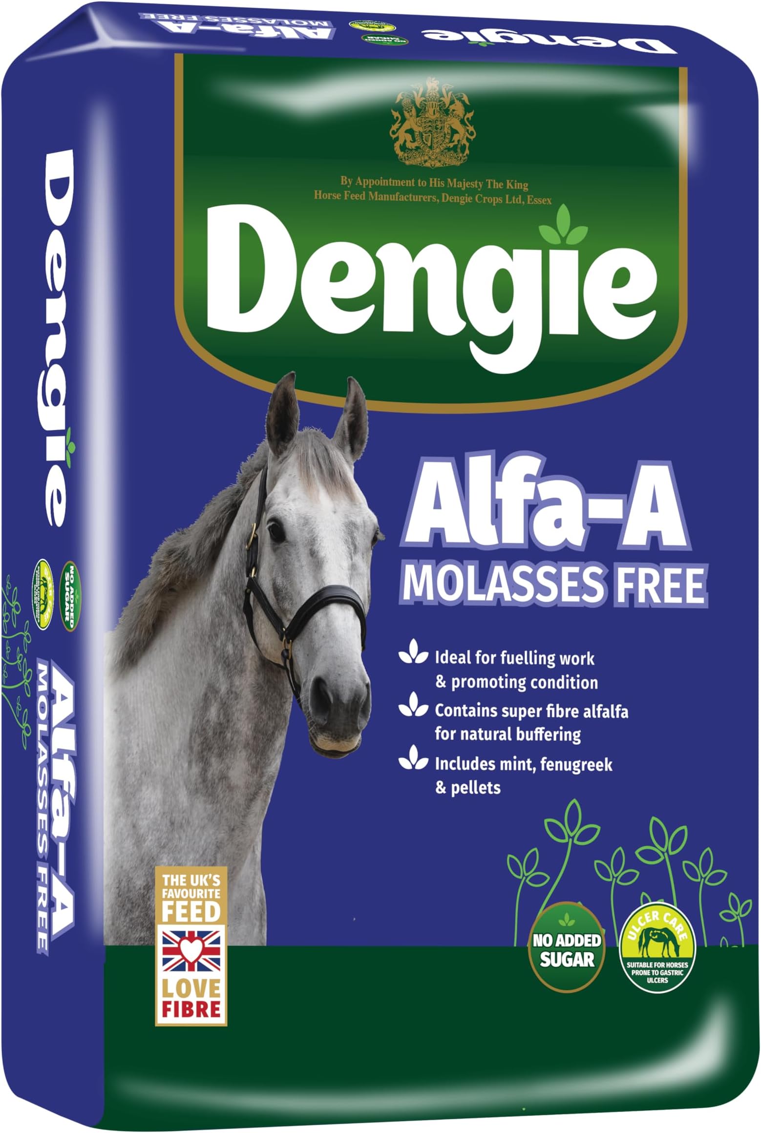 Dengie Alfa A Molasses Free 20kg Horse Feed - Promotes Condition - Low Sugar Horse Food - Chaff for Fussy Horses Includes Mint, Fenugreek & Alfalfa Pellets
