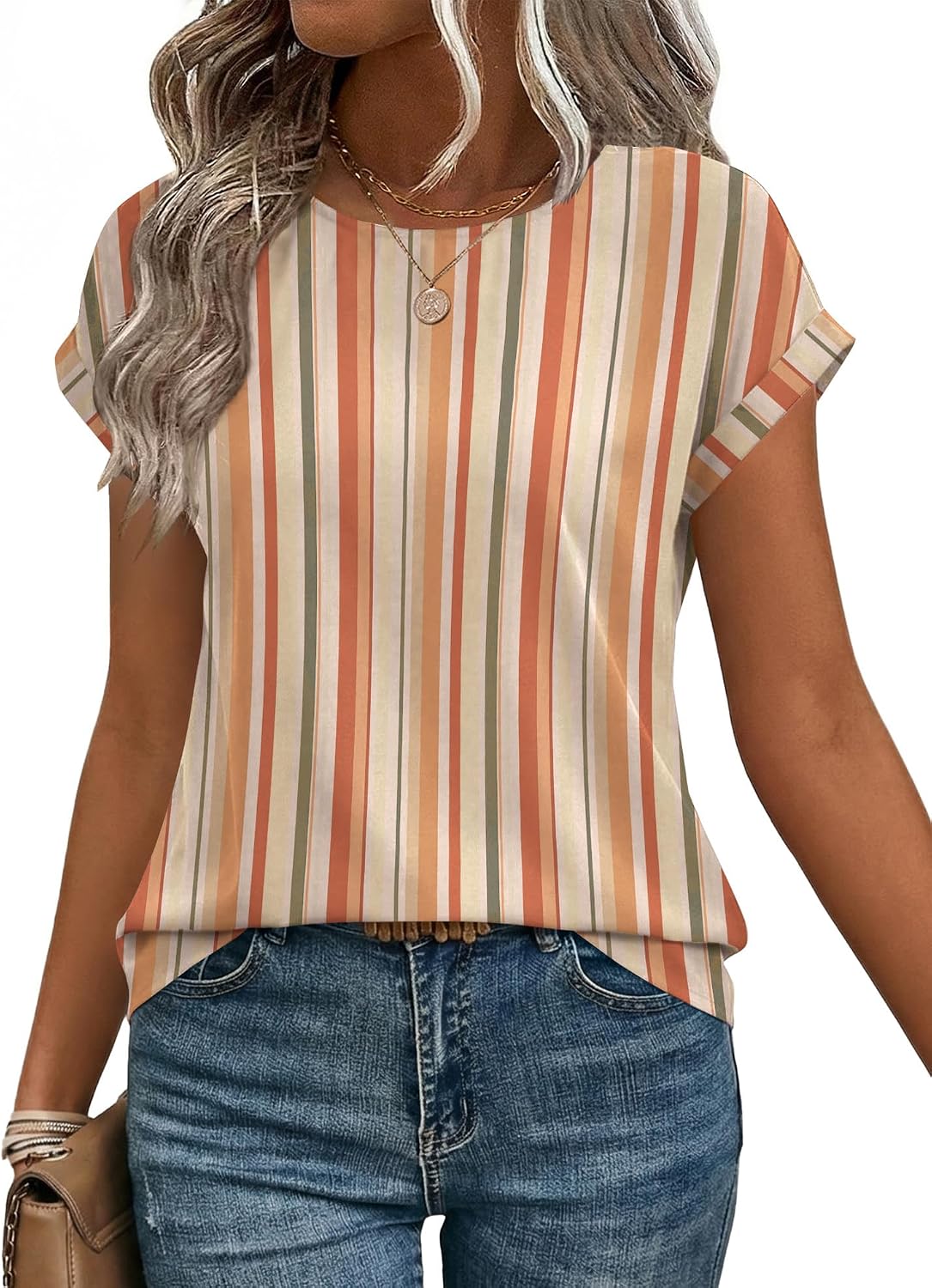 Zeagoo Womens Blouses Chiffon Short Sleeve Tops Crew Neck Work Casual Shirts Spring Summer Clothes