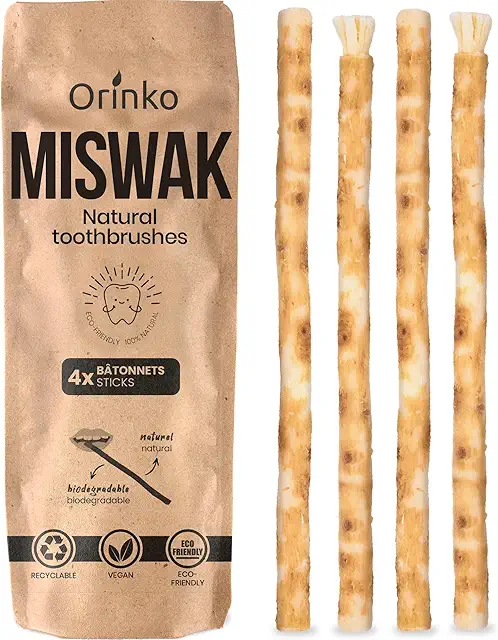 Set of 4 Siwak Sticks - 100% Natural Toothbrush - Organic & Vegan