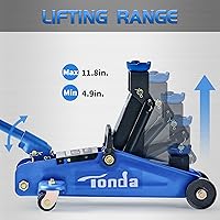 Vista 3 de TONDA Gato de piso, gato hidráulico portátil elevador de coche, capacidad de 1.5 toneladas (3,000 lb) (azul)