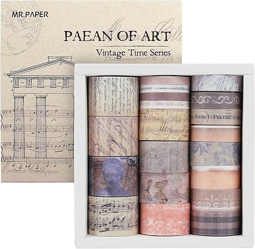 Dizdkizd - Juego de 20 rollos de cinta adhesiva japonesa estampado vibrante para manualidades diario de recuerdos agendas álbumes de recortes y