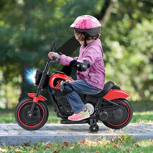 Miniatura 2 de HONEY JOY Motocicleta de paseo de 6 V con luz LED, música, pedal de pie, adelanteatrás, arranque suave, motocicleta eléctrica de 3 ruedas para