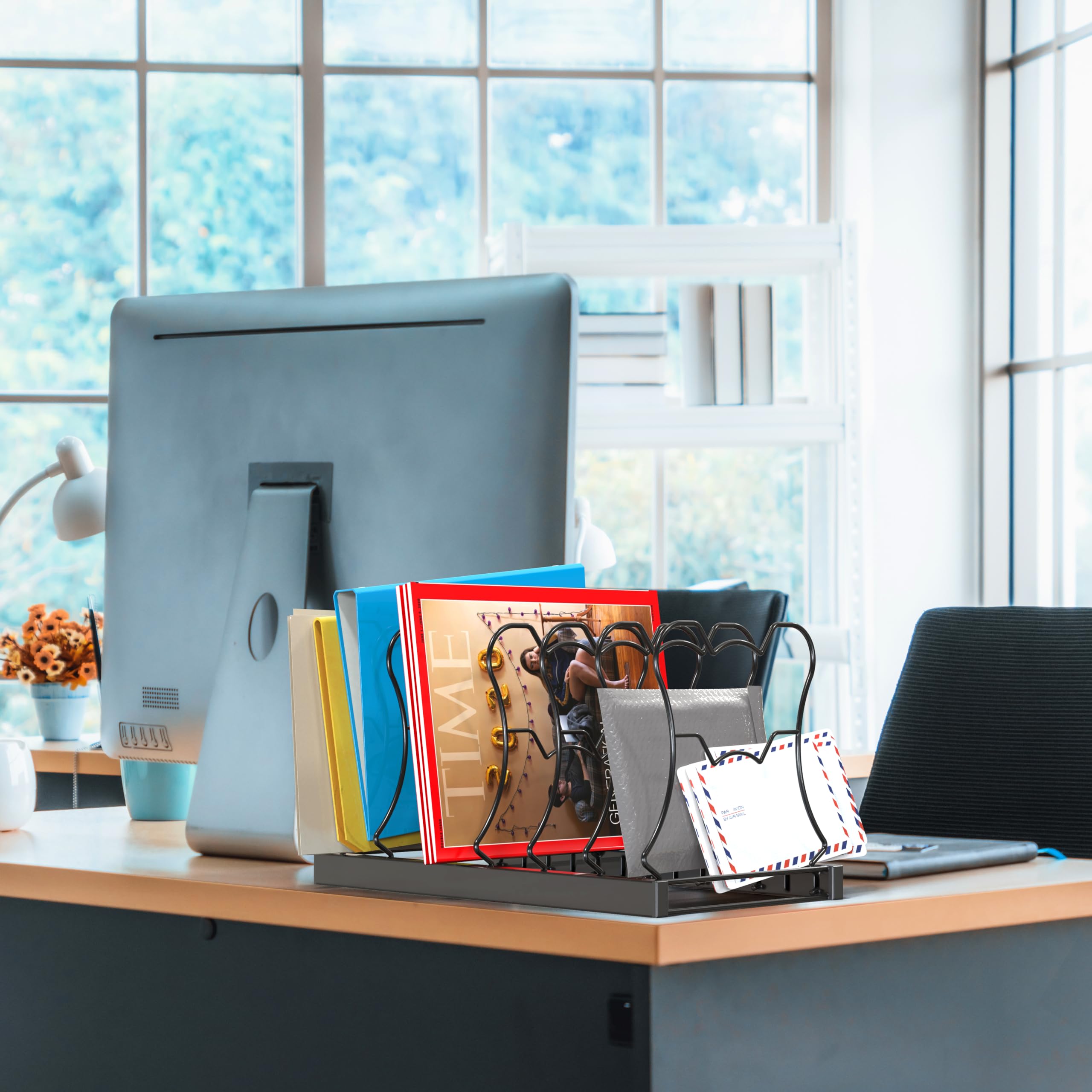 SimpleHouseware Pfannen-Organizer, 7 Fächer, höhenverstellbar, Schwarz