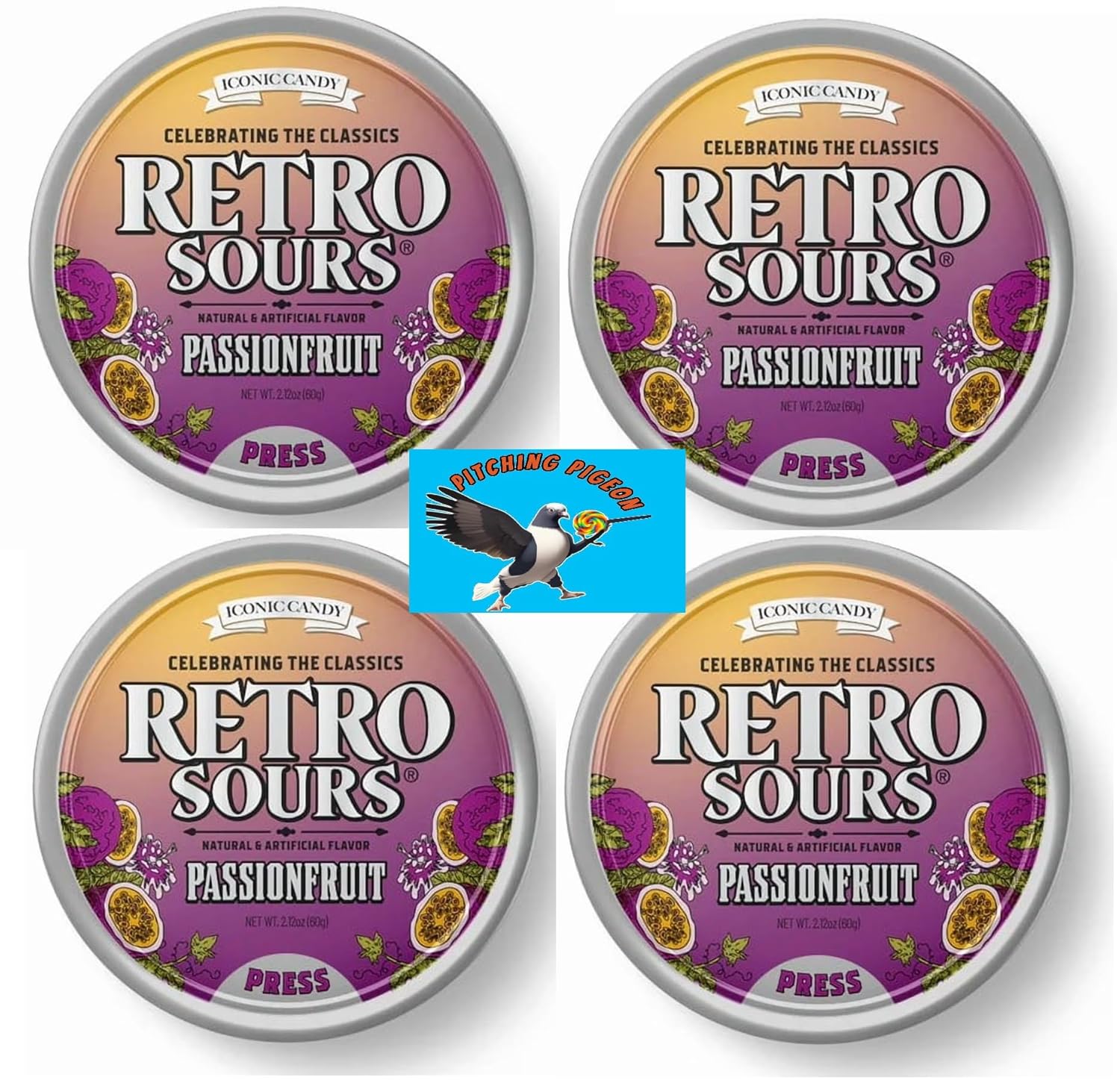 Retro Sours Hard Candy – 8.48oz Total | Passion Fruit Tangy Sour Candy in Collectible Tins, Nostalgic Sweet & Sour Treat for Easter Baskets & Candy Bowls