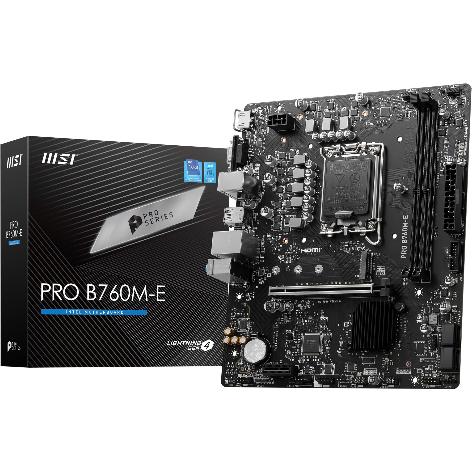MSI PRO B760M-E Motherboard, Micro-ATX - Supports 14th/13th/12th Gen Intel Core Processors, LGA 1700 - DDR5 Memory Boost 5600MHz, PCIe 4.0 x16 Slot, M.2 Gen4 Slot (B0CC9F9X7S) Amazon Price History, Amazon Price Tracker