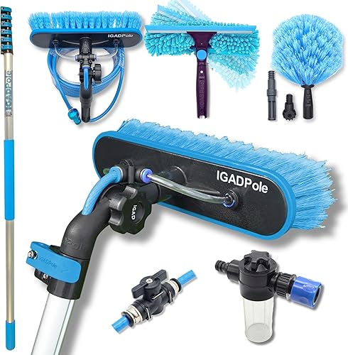 IGAD Kit de limpieza de ventanas de 20 pies (19.7 ft), kit de limpieza de ventanas - Escobilla de escobilla de escobilla de agua, limpiadora de