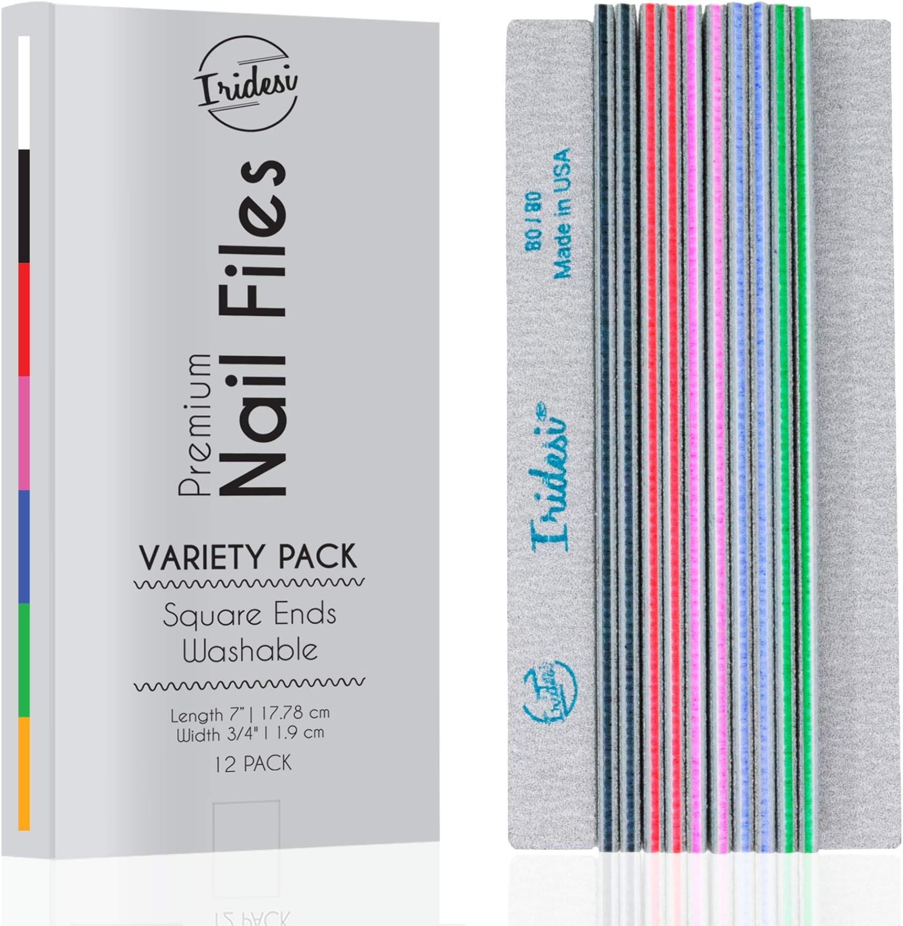 Amazon.com : Nail File Washable 12 Pack Color Coded Emery Boards ...