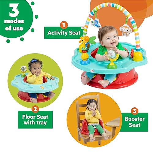 Miniatura 2 de Bright Starts SuperSeat Playful Paradise 3 en 1, asiento de actividades para bebé con juguetes, bandeja para aperitivos, asiento elevador, bandeja