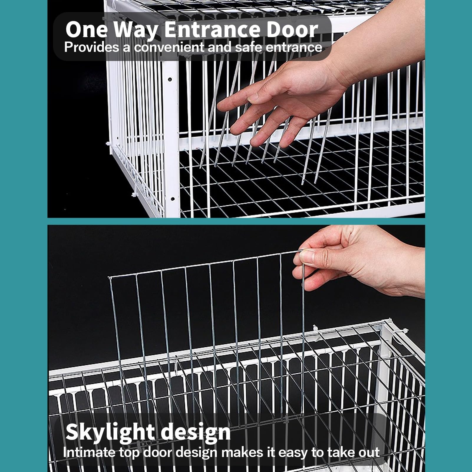 Jaula trampa para pollos y pájaros, jaula humana para animales vivos con puerta de entrada unidireccional, trampa para palomas con control de metal con diseño a prueba de escape, fácil montaje ( Size