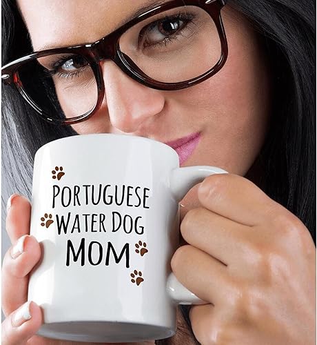 Miniatura 10 de 3dRose Taza de perro de agua portuguesa mamá, 11 onzas, color negro