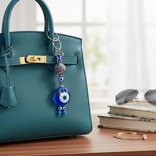 Miniatura 3 de BCS Llavero con dije de mal de ojo, amuleto de buena suerte y protección, llavero de automóvil, accesorios para bolso para mujer