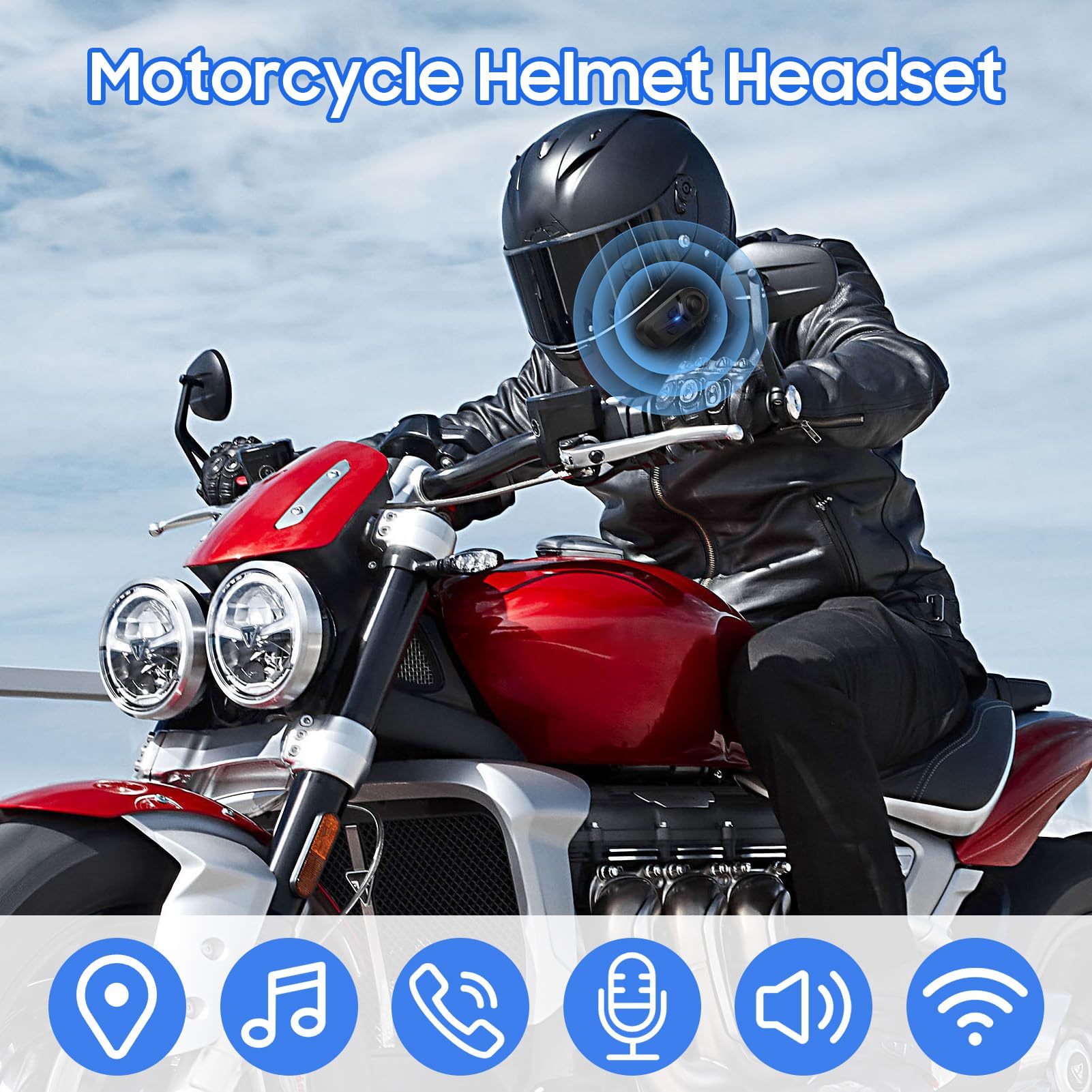 Auricolare Bluetooth Moto con Cancellazione Rumore, Impermeabile IP67 Doppio Dispositivo