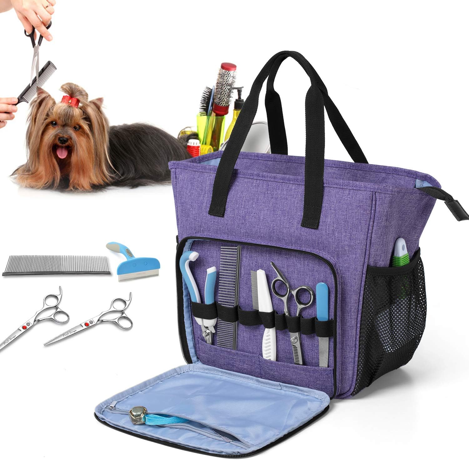 Teamoy Pet Grooming Tote, Dog Grooming Supplies Organizer Bag for
