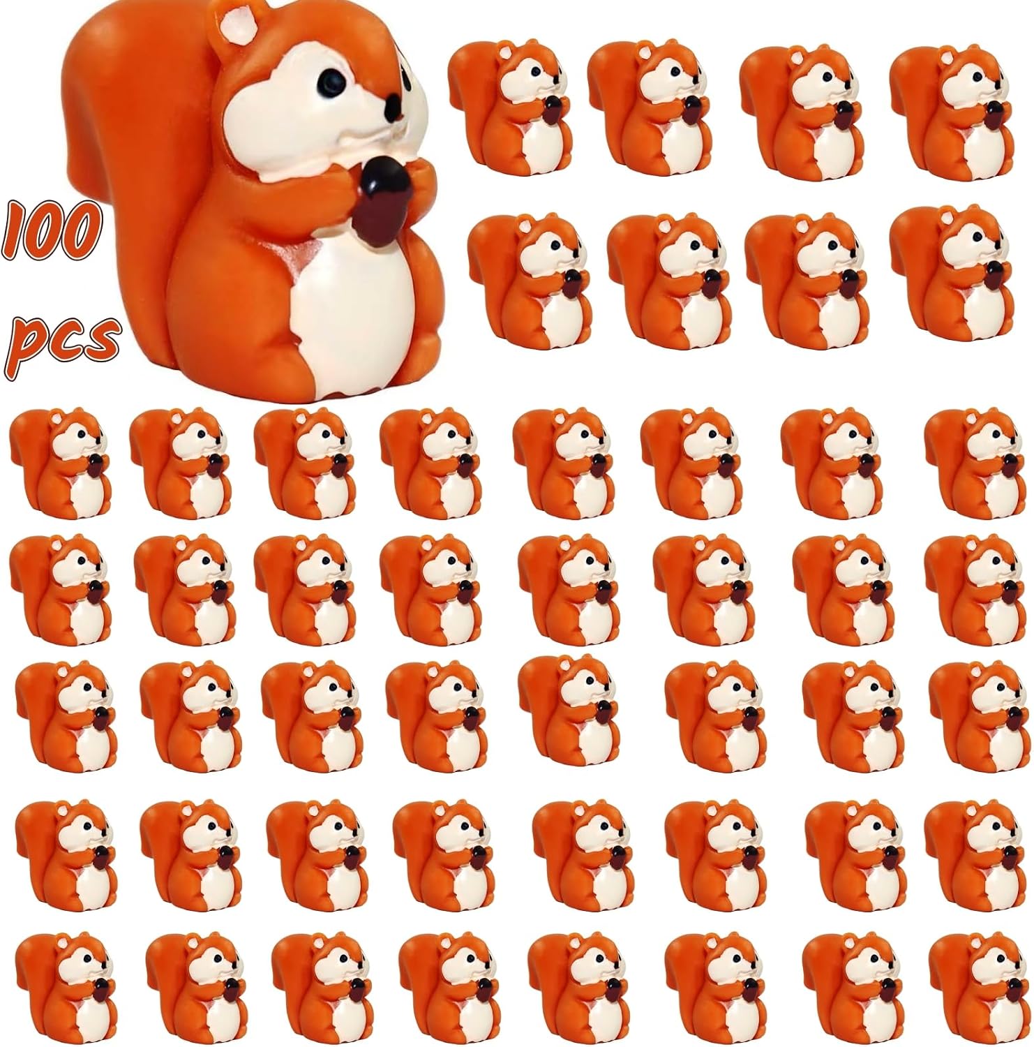 100 Pcs Mini Resin Squirrel Figurines Small Squirrel Miniatures Bulk