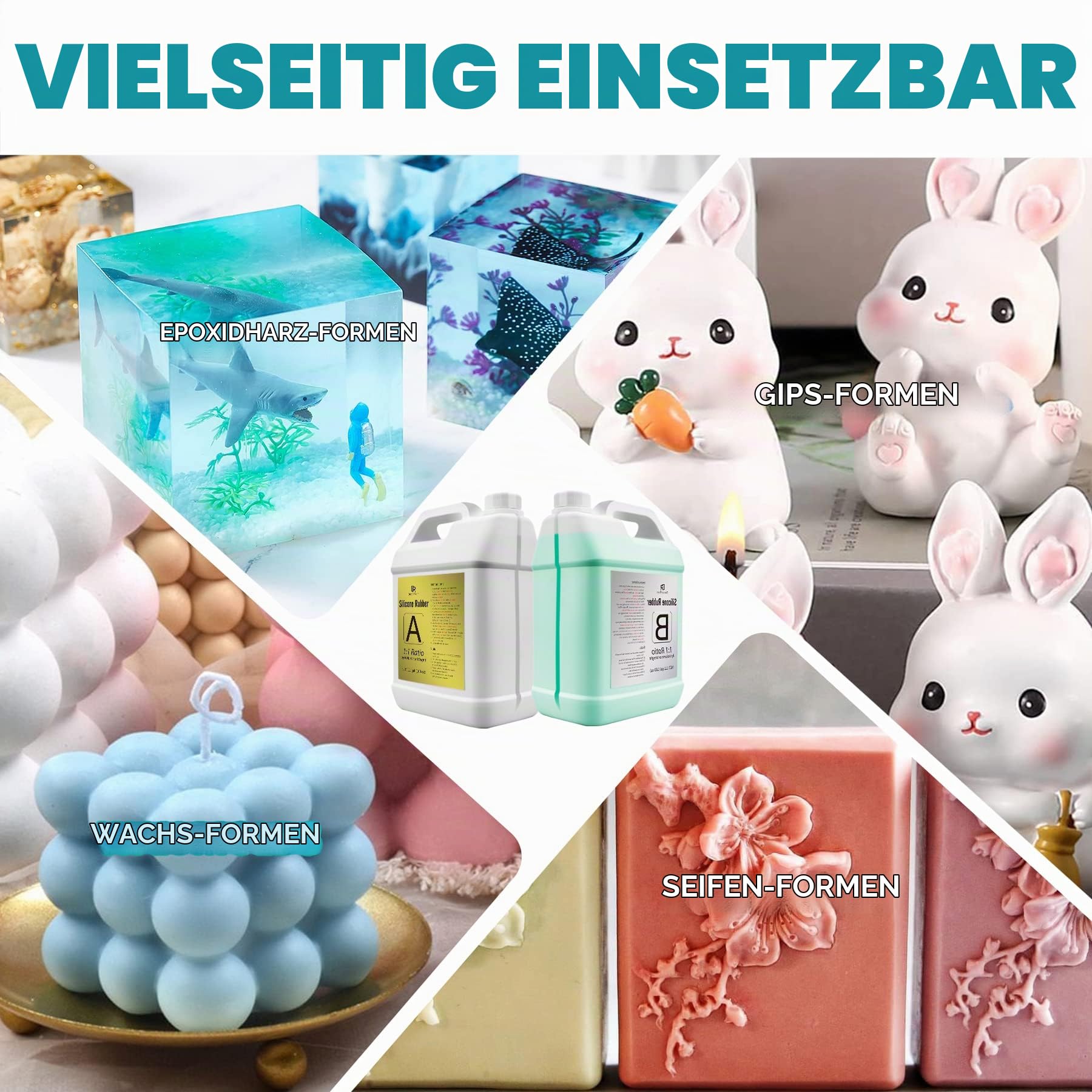 Abformsilikon Flüssiger Silikon Kautschuk - 2.4L (90oz) Elastisches Silikonform für Harz, Seife & Kerzen - 1:1 Mischverhältnis mit Pumpe - Ideal für Gießformen, DIY Handwerk & Modellbau (Grün)