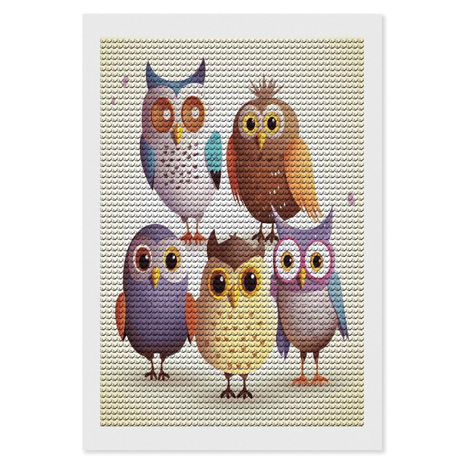 FekiLoot Owls Birds Paint by Numbers Kit for Adults Beginner DIY Diamond Dots Paintings Round Full Drill Diamond Art Kits Picture Diamond Art Painting Kits for Home Decor 8"x12"