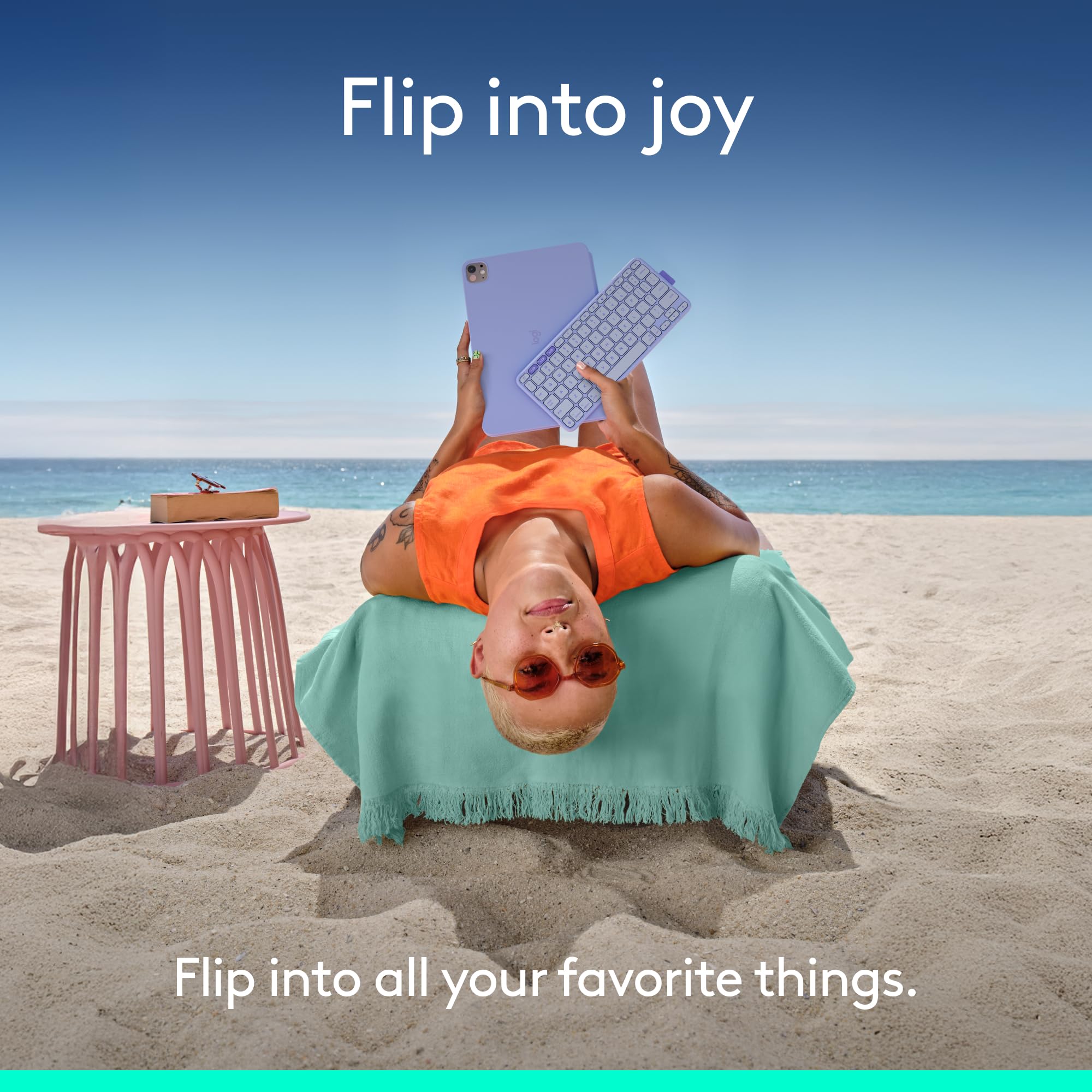 Logitech Flip Folio, Keyboard Case for iPad Pro 11-inch (M4 & M5) & iPad Air 11-inch (M2 & M3)(5th Gen - 2024) - Protective & Stowable Bluetooth Keyboard Case, Multi-Device - Lilac