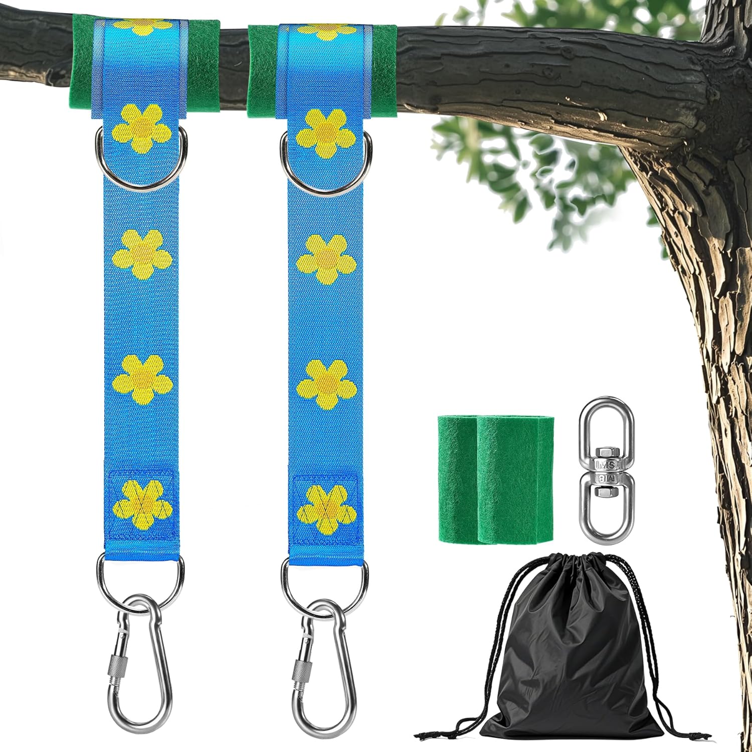 Safe Tree Swing Hanging Straps Kit, 3FT/10FT/15FT/20FT, Heavy Duty Holds 5500LBS Extra Long Adjustable Tree Swing Straps, Easy & Fast Way to Hang Any Swing or Hammock(20 FT)