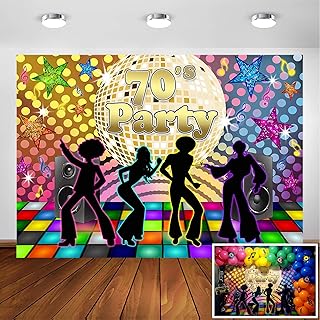 Avezano Back to 70s Party Backdrop for Adults Disco Party Decorations 1970's Retro Disco Ball Let's Glow Crazy Neon Dance Night Photoshoot Photo Booth Photography Background (7x5ft)