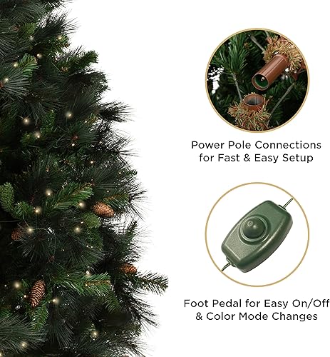 Miniatura 3 de Papyrus Árbol de Navidad artificial preiluminado de 9 pies, pino de Carolina, conos de pino, luces blancas cálidas, incluye soporte y bolsa de