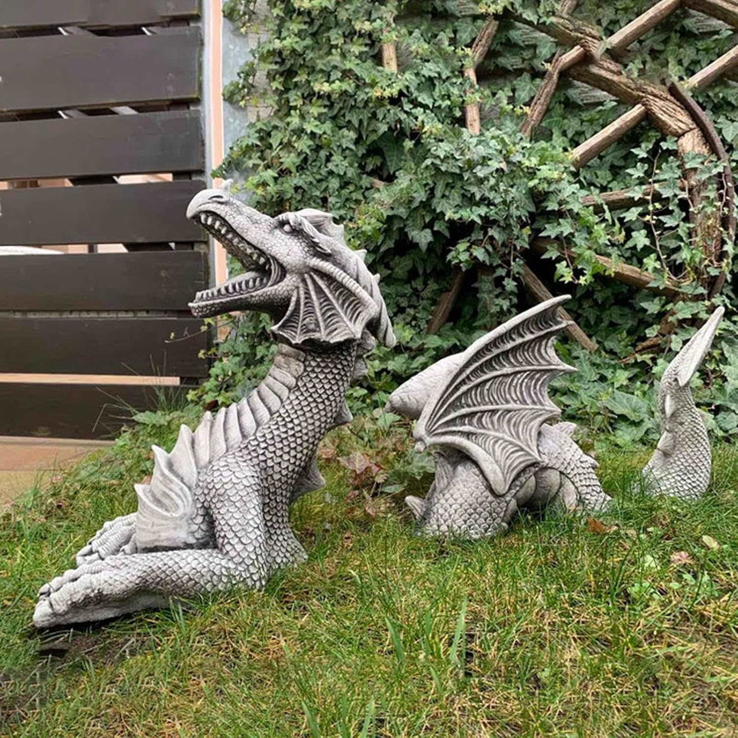 SOONHUA Large Dragon Gothic Garden Decor Statue, Lifelike Resin Dragon Statue Garden Sculptures Gothic Lawn Garden Outdoor Funny Statues Art Ornament Gift - Image 6