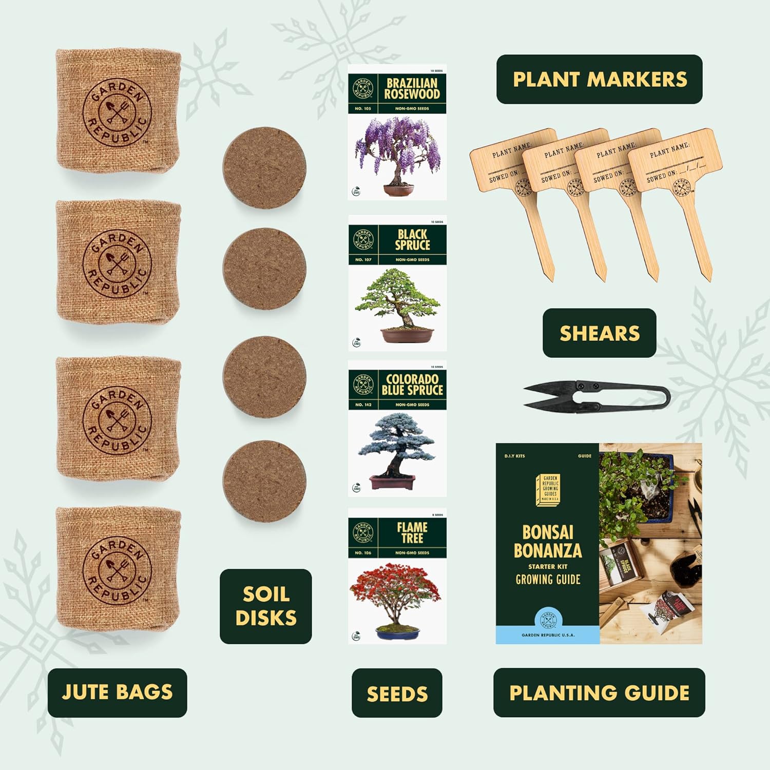 Bonsai Tree Seed Starter Kit - Mini Bonsai Plant Growing Kit, 4 Types of Seeds, Potting Soil, Pots, Pruning Shears Scissor Tool, Plant Markers, Wood Gift Box, Indoor Garden Gardening Gifts Ideas : Patio, Lawn & Garden