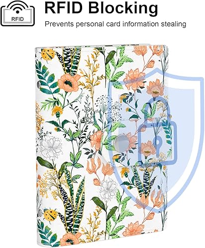 Miniatura 5 de Rouidr Portatarjetas de crédito, mini cartera para tarjetas de crédito, bloqueo RFID, de piel, delgada, organizador para tarjetas de crédito con 20