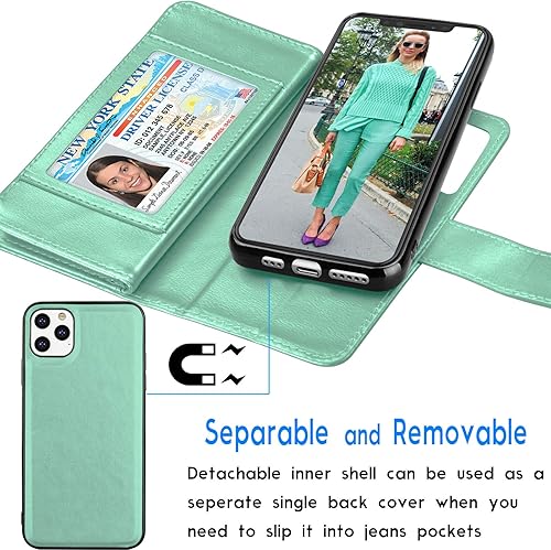 Miniatura 9 de Tekcoo Funda tipo cartera para iPhone 11 Pro  iPhone11 Pro (5.8 pulgadas) 2019 Funda de lujo para tarjetas de crédito en efectivo con ranuras para