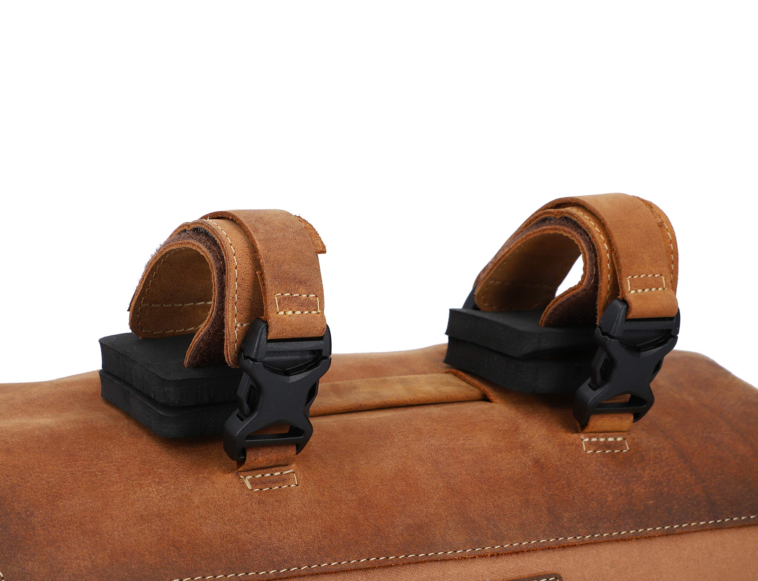 Gusti Lenkertasche Leder - Pedro D. Damen und Herren Fahrradtasche mit Befestigung Kuriertasche Lenkstangentasche wasserdicht Fahrrad groß Braun Canvas & Leder