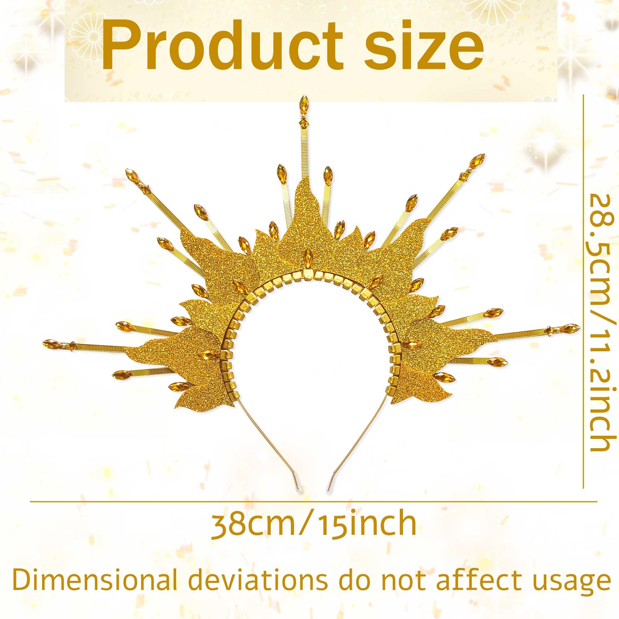BACH AND BOUJEE Fire Flame Headpiece Sun Halo Crown Headband Carnival Accessories Headdress Mardi Gras Rave Festival for Women Costume Supplies - Image 2